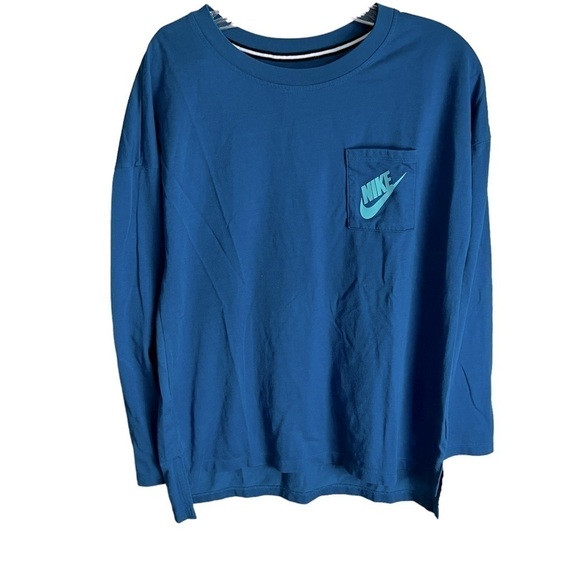 Nike Teal Blue Hi Low Long Sleeve T-shirt - Picture 1 of 6